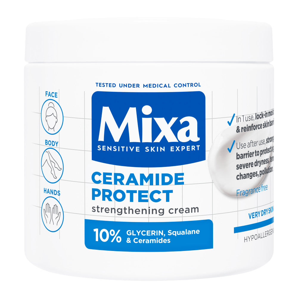 🧴 Mixa Ceramide Protect – Crema Rinforzante Multizona (Viso, Corpo, Mani) – 400 ml