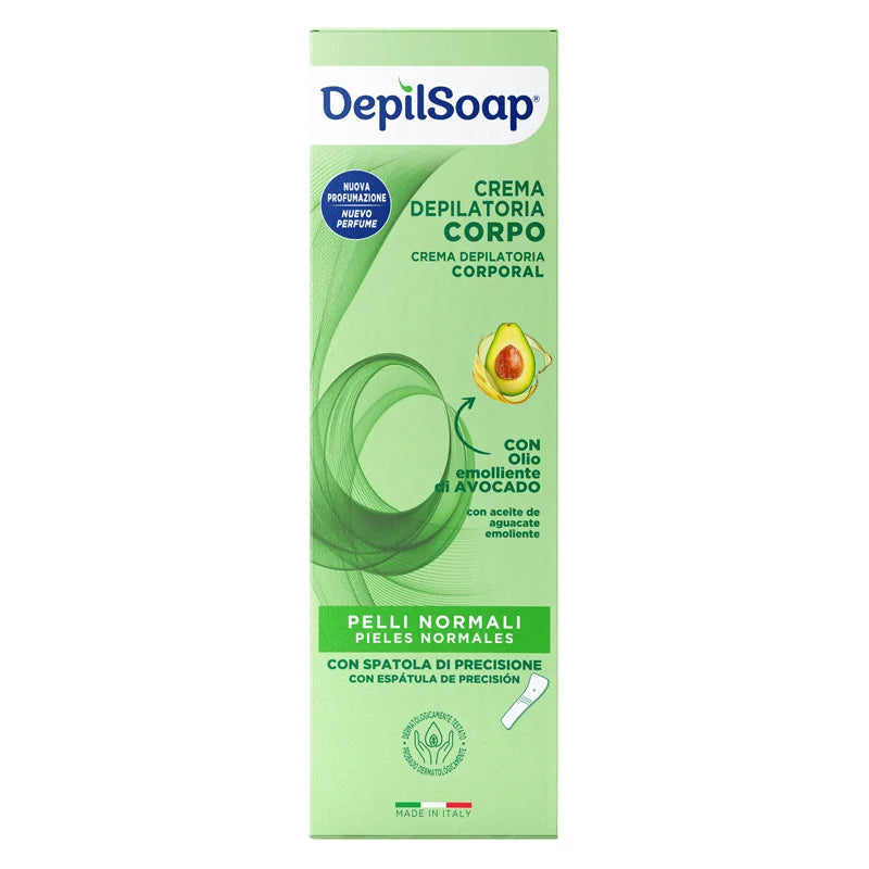 🥑 DepilSoap – Crema Depilatoria Corpo Con Olio Emolliente di Avocado – Pelli Normali – Con Spatola di Precisione