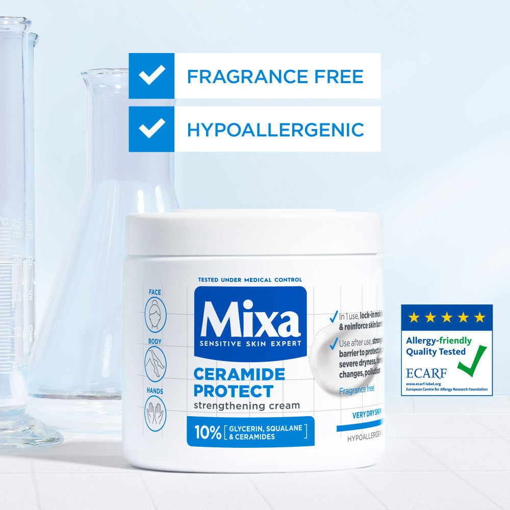 🧴 Mixa Ceramide Protect – Crema Rinforzante Multizona (Viso, Corpo, Mani) – 400 ml