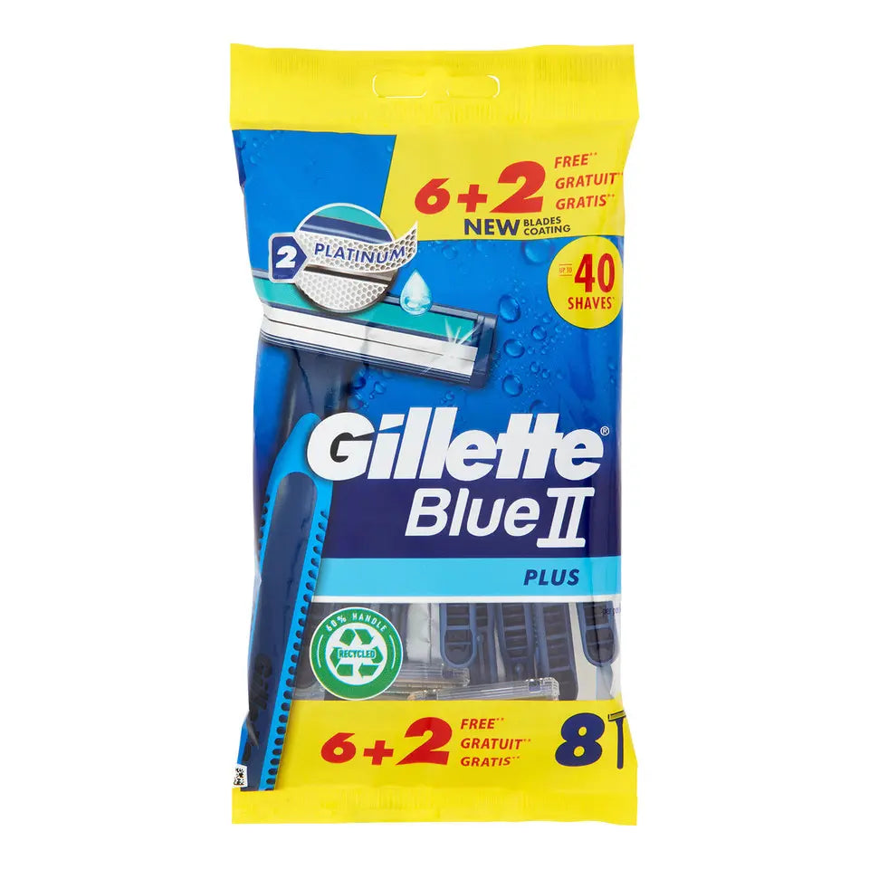 Gillette Blue II Plus – 8 Rasoi Usa e Getta (6+2 GRATIS)