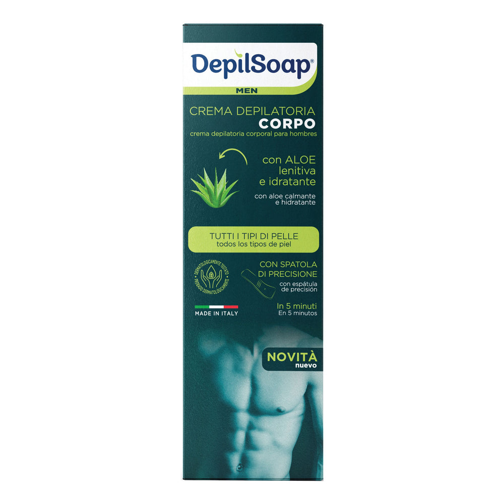 🧴 DepilSoap Men – Crema Depilatoria Corpo Con Aloe Lenitiva e Idratante – Tutti i Tipi di Pelle – 5 minuti