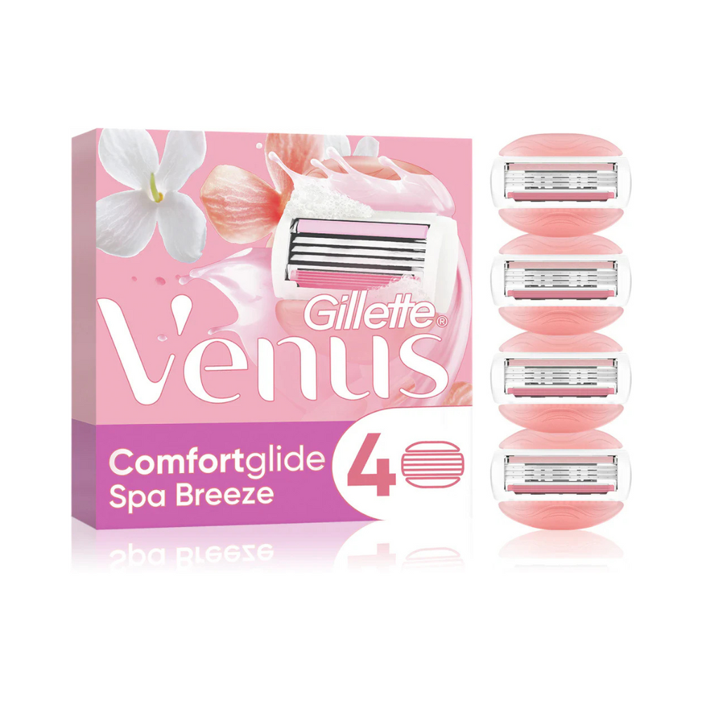 🌸 Gillette Venus – Comfortglide Spa Breeze Rasoio Donna + 4 Testine – Con Cuscinetti Emollienti e Profumo Spa