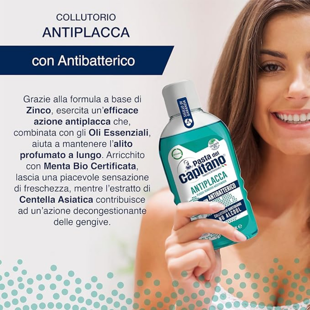 Pasta del Capitano Collutorio Antiplacca 400ml – Protezione Quotidiana, Alito Fresco!