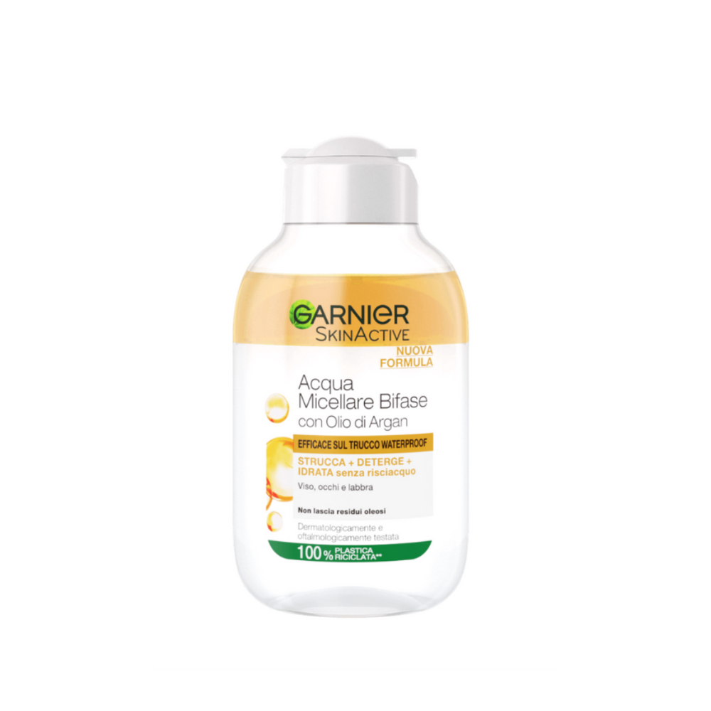 Garnier SkinActive Acqua Micellare Bifase con Olio d’Argan - 100 ml (Formato Viaggio)