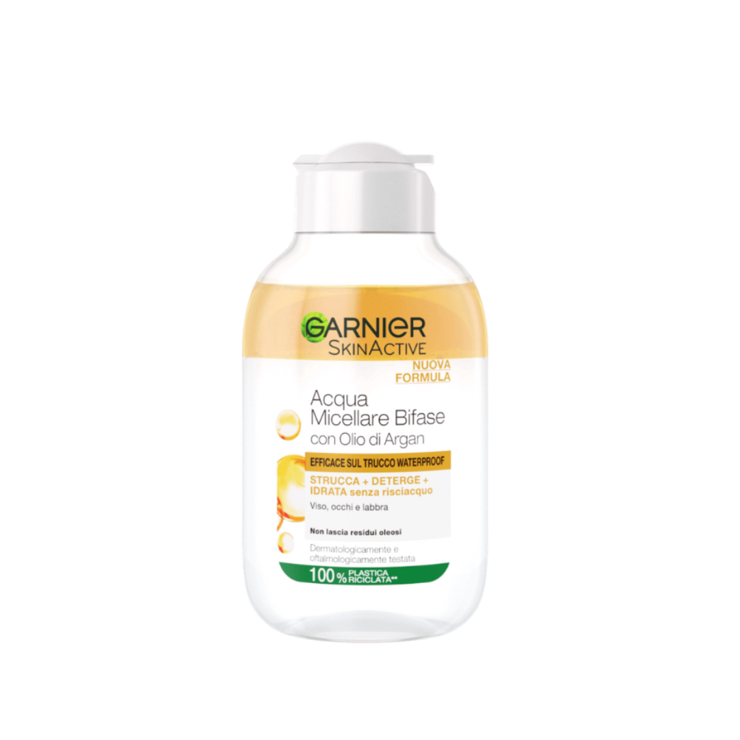Garnier SkinActive Acqua Micellare Bifase con Olio d’Argan - 100 ml (Formato Viaggio)