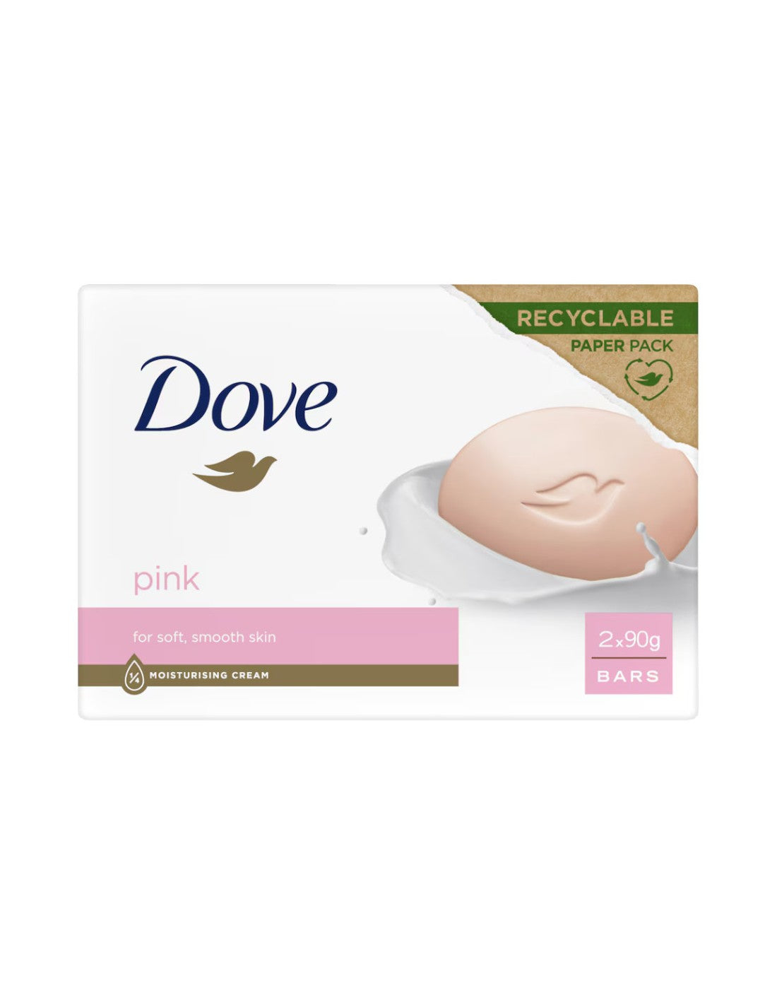 🌸 Dove Pink – Beauty Cream Bar Sapone Solido con Crema Idratante – Pelle Morbida e Liscia – 2x90g