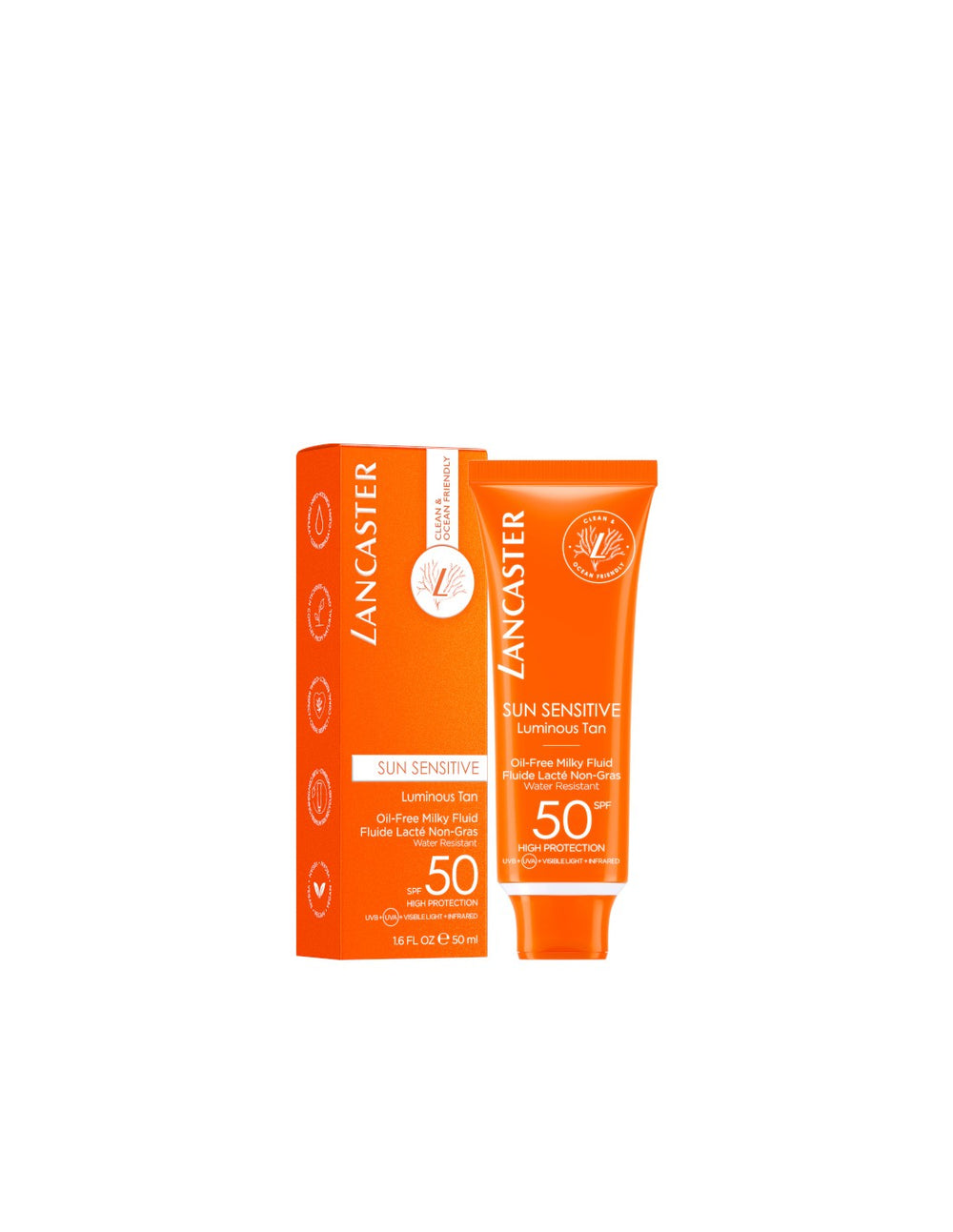 ☀️ Lancaster Sun Sensitive Luminous Tan Viso SPF 50 – 50 ml